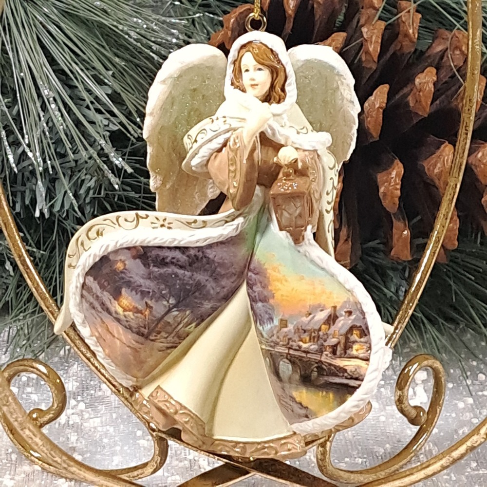 Thomas Kinkade Winter Angel of Light 2005 Brown Ornament Collection Silent Night